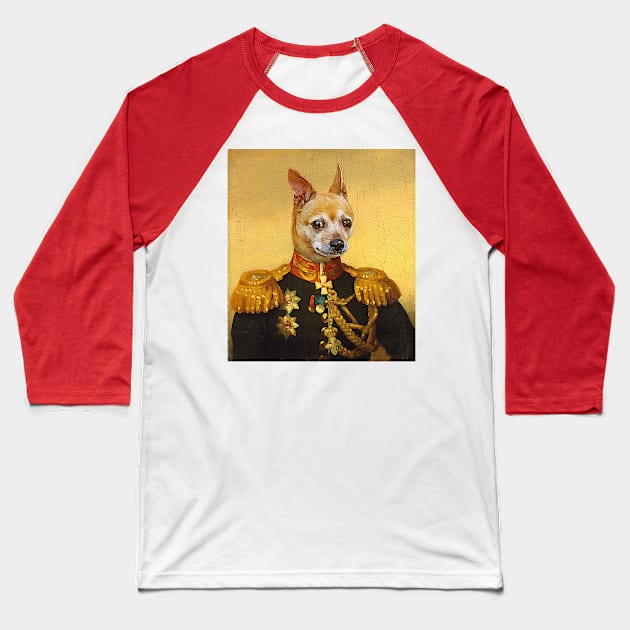 Chiuahuah Military Portrait Baseball T-Shirt by UselessRob